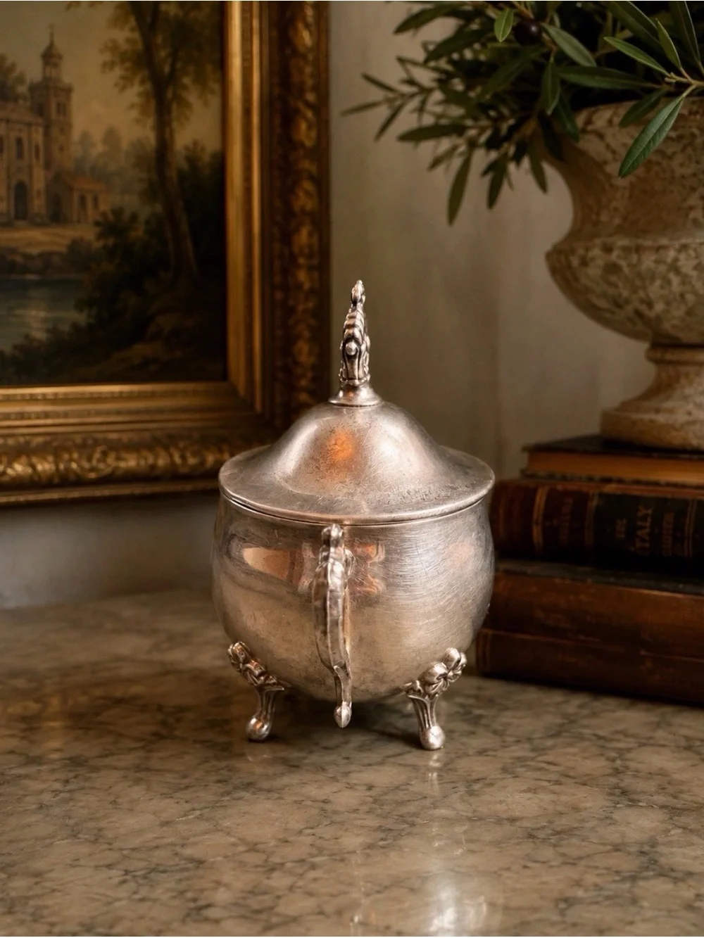 Leonard Silverplate Footed Creamer, Lidded Footed Sugar Bowl